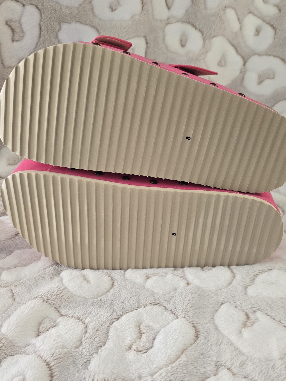 New Altar'd State Pink Double Buckle Cork Slide Sandals Size 8 Platform Chunky - Picture 10 of 13